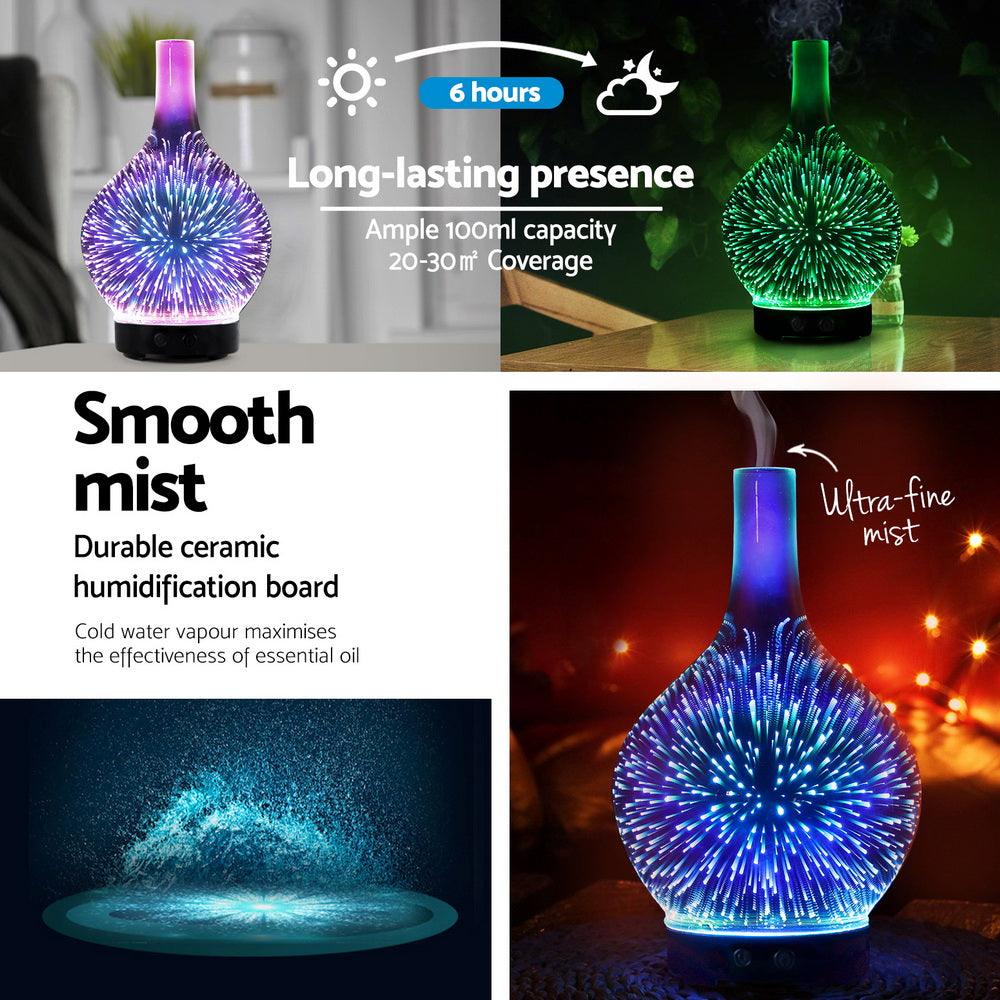 Devanti Ultrasonic Aroma Aromatherapy Diffuser 3D Light Oil Firework Humidifier-4