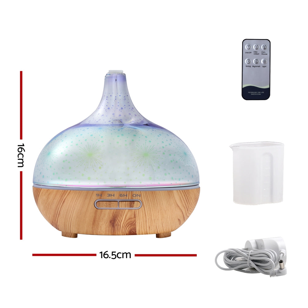 Devanti Aroma Diffuser Aromatherapy 3D Glass 400ml-1