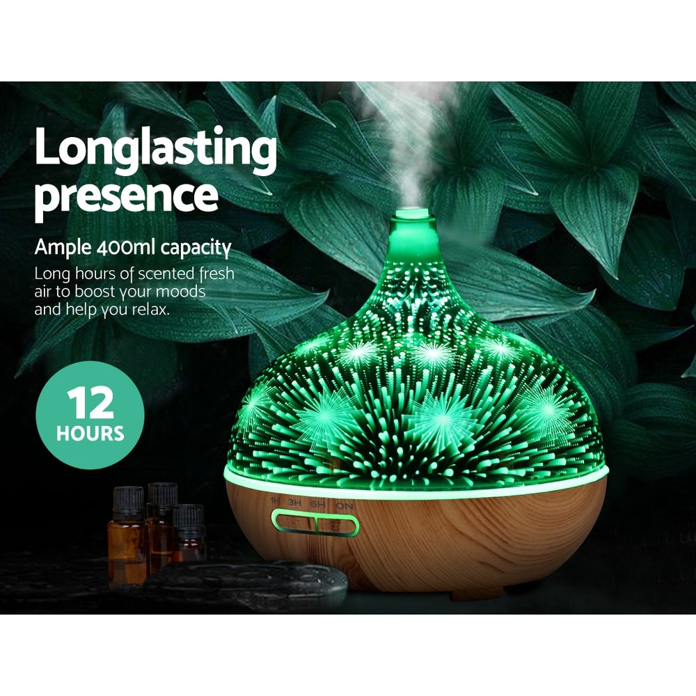 Devanti Aroma Diffuser Aromatherapy 3D Glass 400ml-3