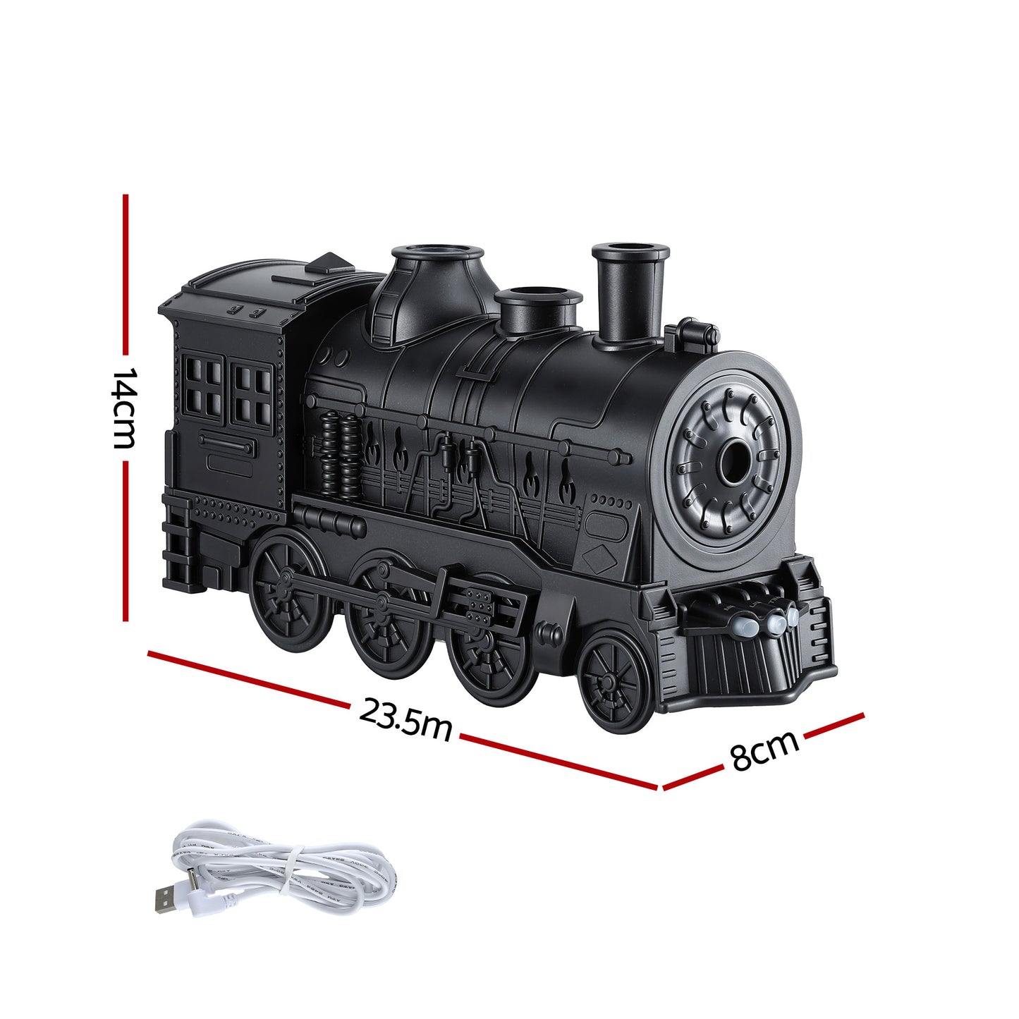 Devanti Train Aroma Diffuser Essential Oil Humidifier 300ml Smoke Ring LED Timer