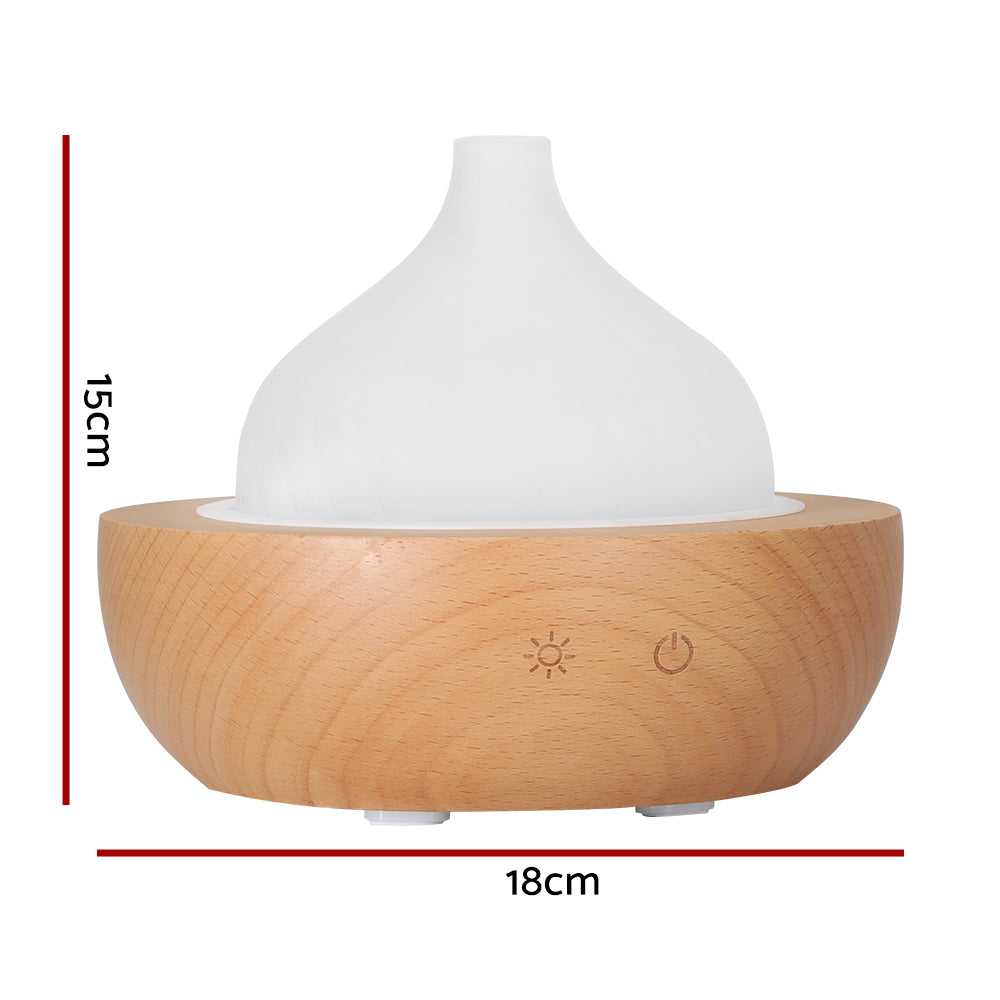 Devanti Aroma Aromatherapy Diffuser LED Oil Ultrasonic Air Humidifier Glass Wood-1