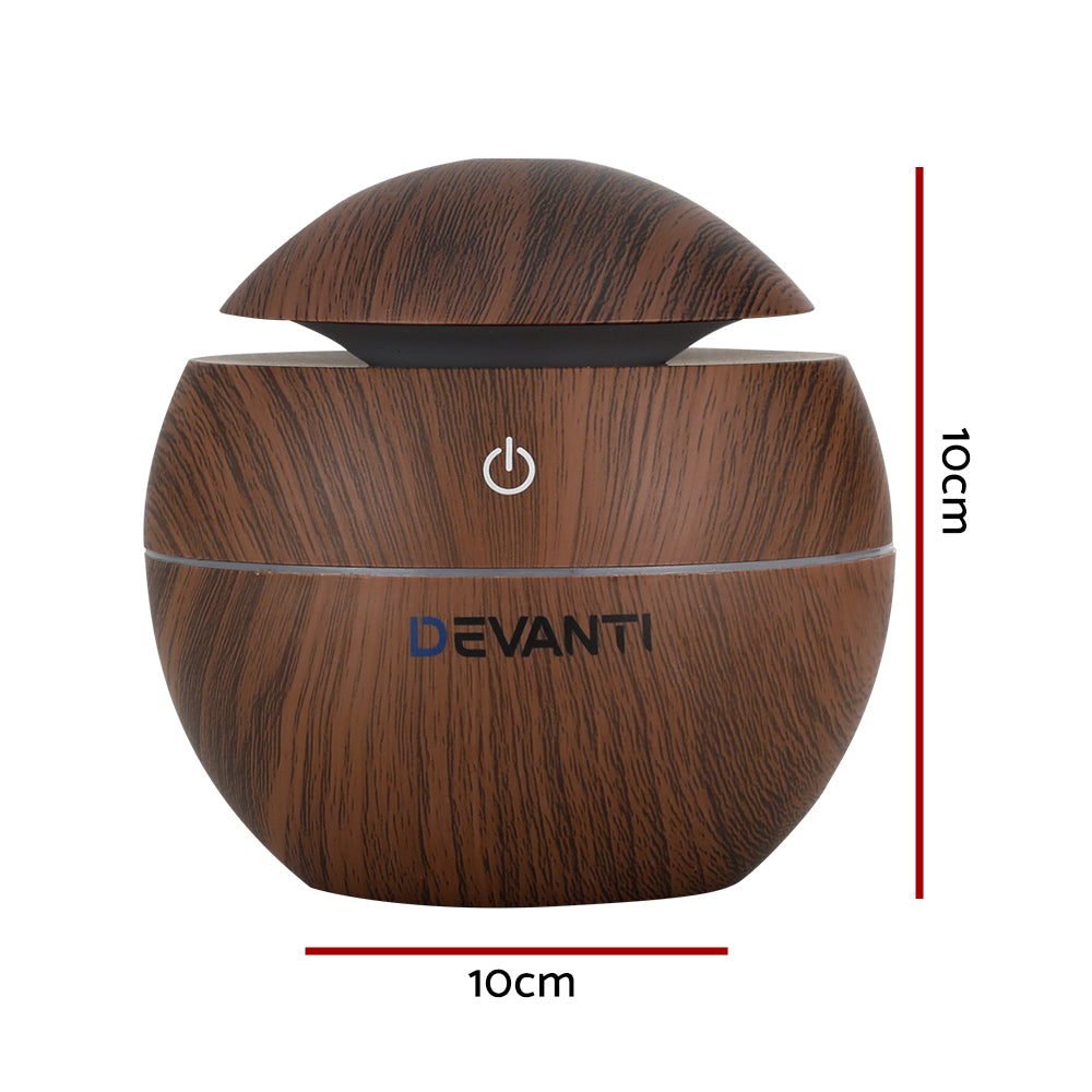 Devanti Aroma Diffuser Aromatherapy Dark Wood 130ml-1