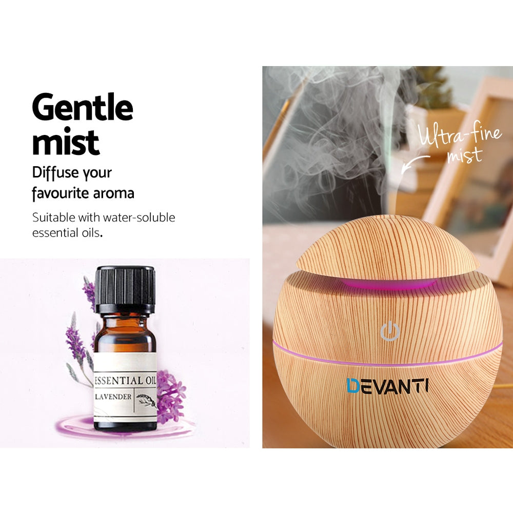 Devanti Aroma Diffuser Aromatherapy Light Wood 130ml-4