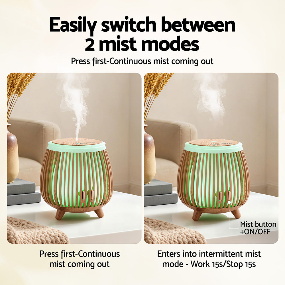 Devanti Ultrasonic Aroma Diffuser Aromatherapy 140ml LED Lights Iron Humidifier Forest Deep Wood-3