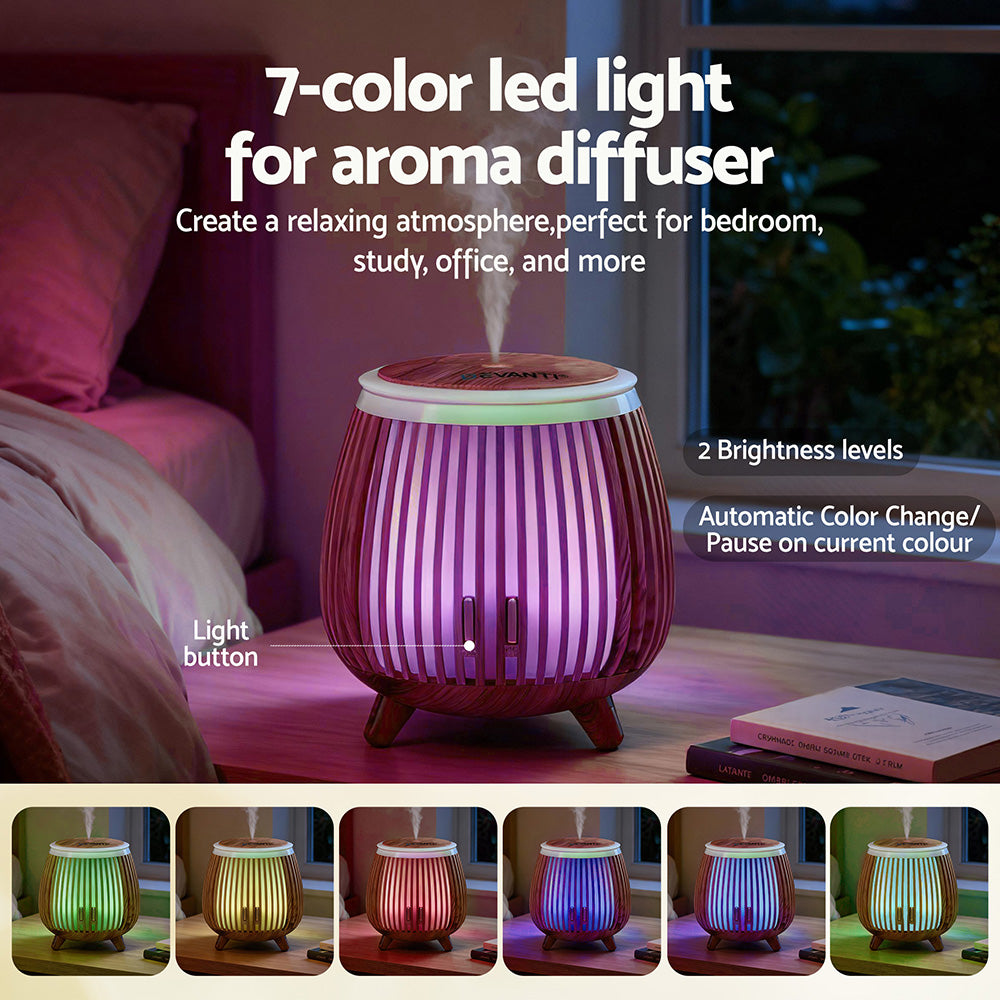 Devanti Ultrasonic Aroma Diffuser Aromatherapy 140ml LED Lights Iron Humidifier Forest Deep Wood-4
