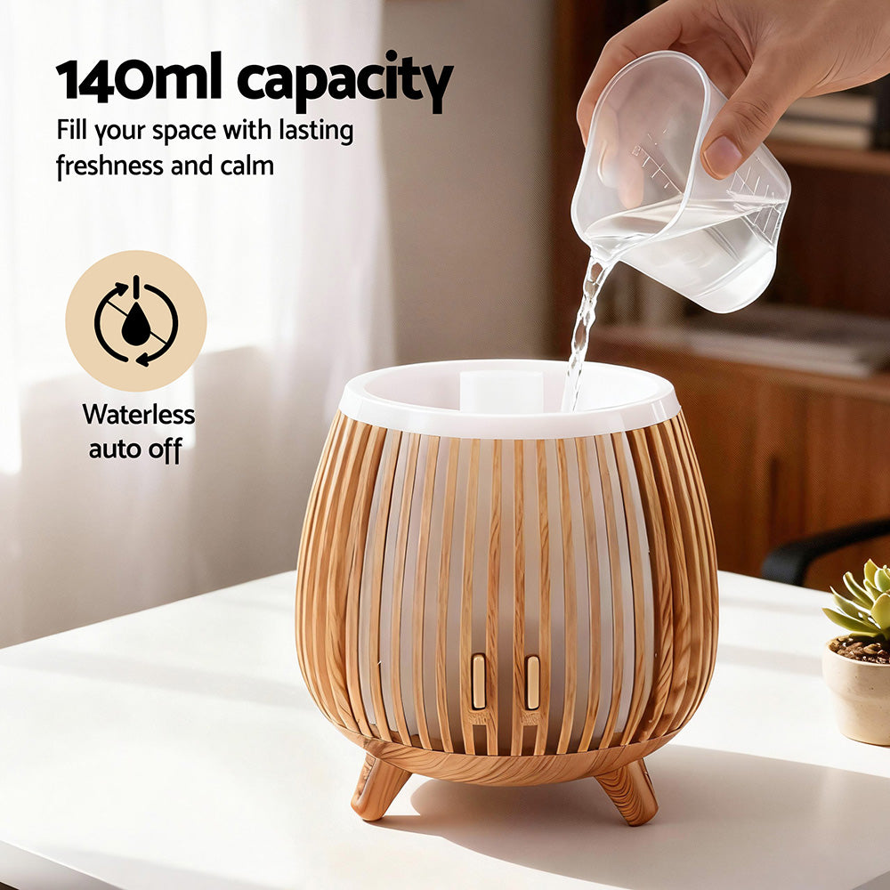 Devanti Ultrasonic Aroma Diffuser Aromatherapy 140ml LED Lights Iron Humidifier Forest Deep Wood-5