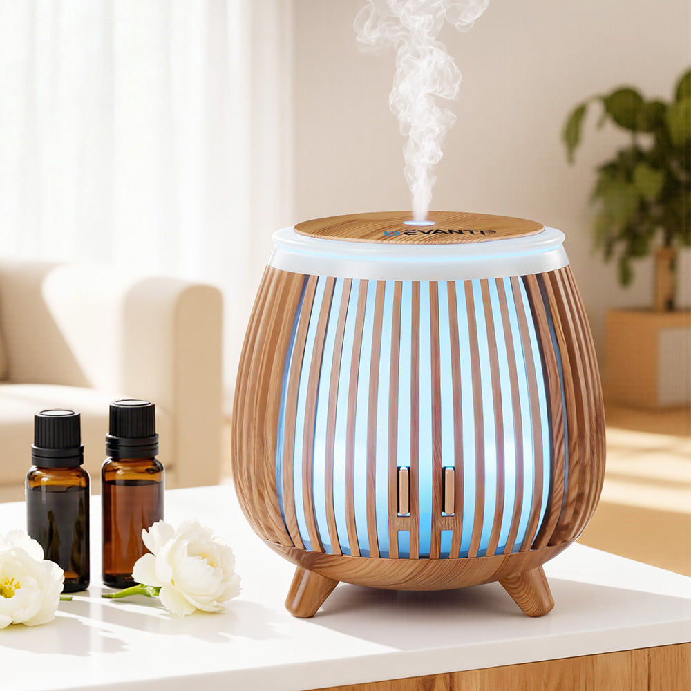 Devanti Ultrasonic Aroma Diffuser Aromatherapy 140ml LED Lights Iron Humidifier Forest Deep Wood-6