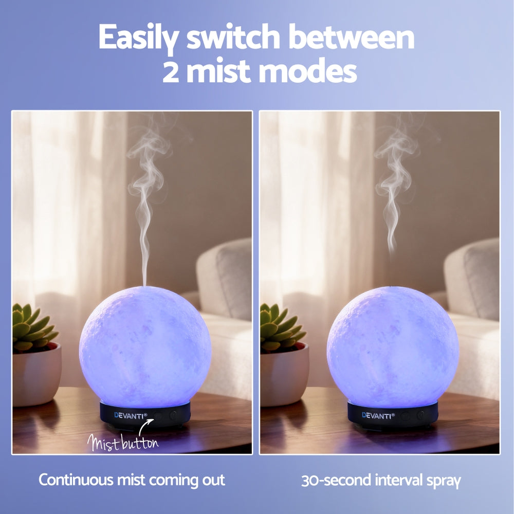 Devanti Ultrasonic Aroma Diffuser Aromatherapy Moon Lamp 100ml-4