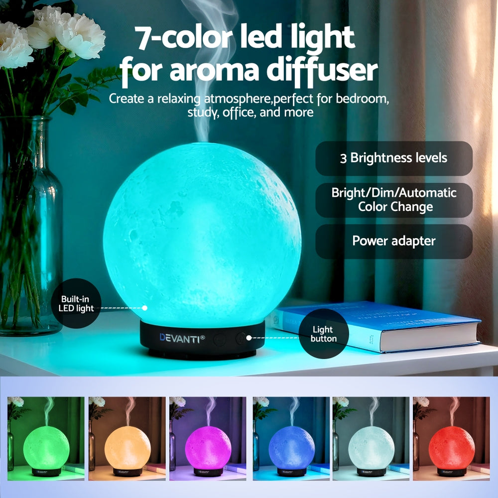 Devanti Ultrasonic Aroma Diffuser Aromatherapy Moon Lamp 100ml-5