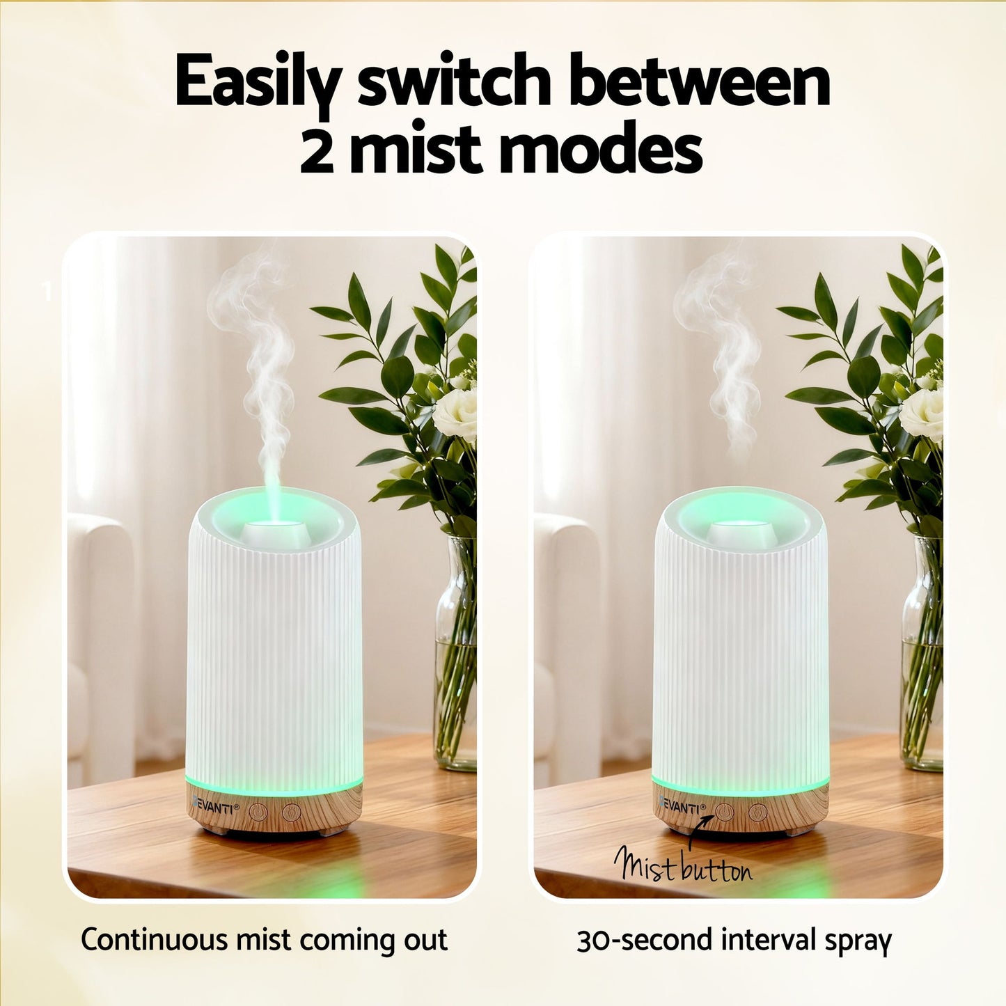 Devanti Ultrasonic Aroma Diffuser Aromatherapy 200ml LED Lights Iron Humidifier Forest-3