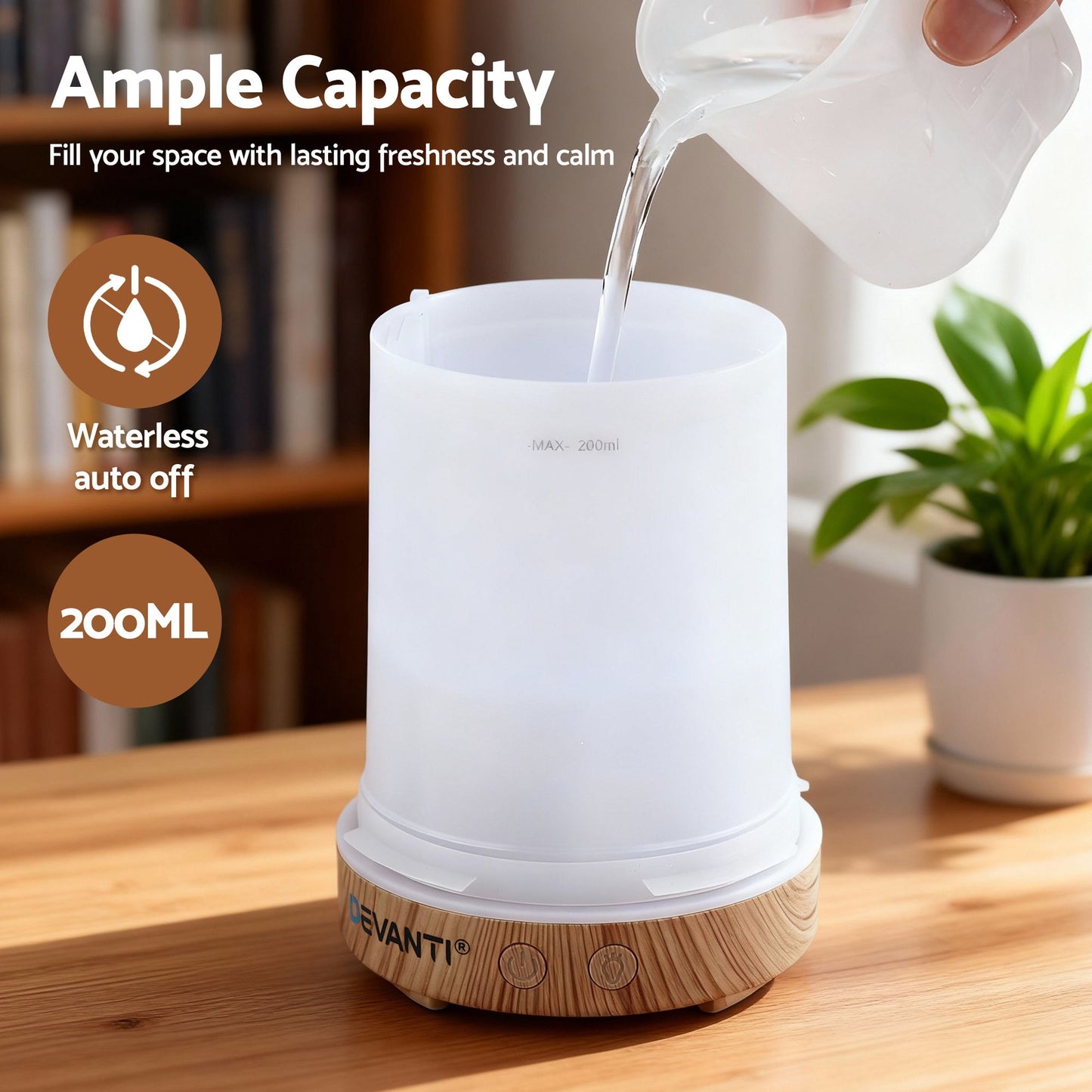 Devanti Ultrasonic Aroma Diffuser Aromatherapy 200ml LED Lights Iron Humidifier Forest-7