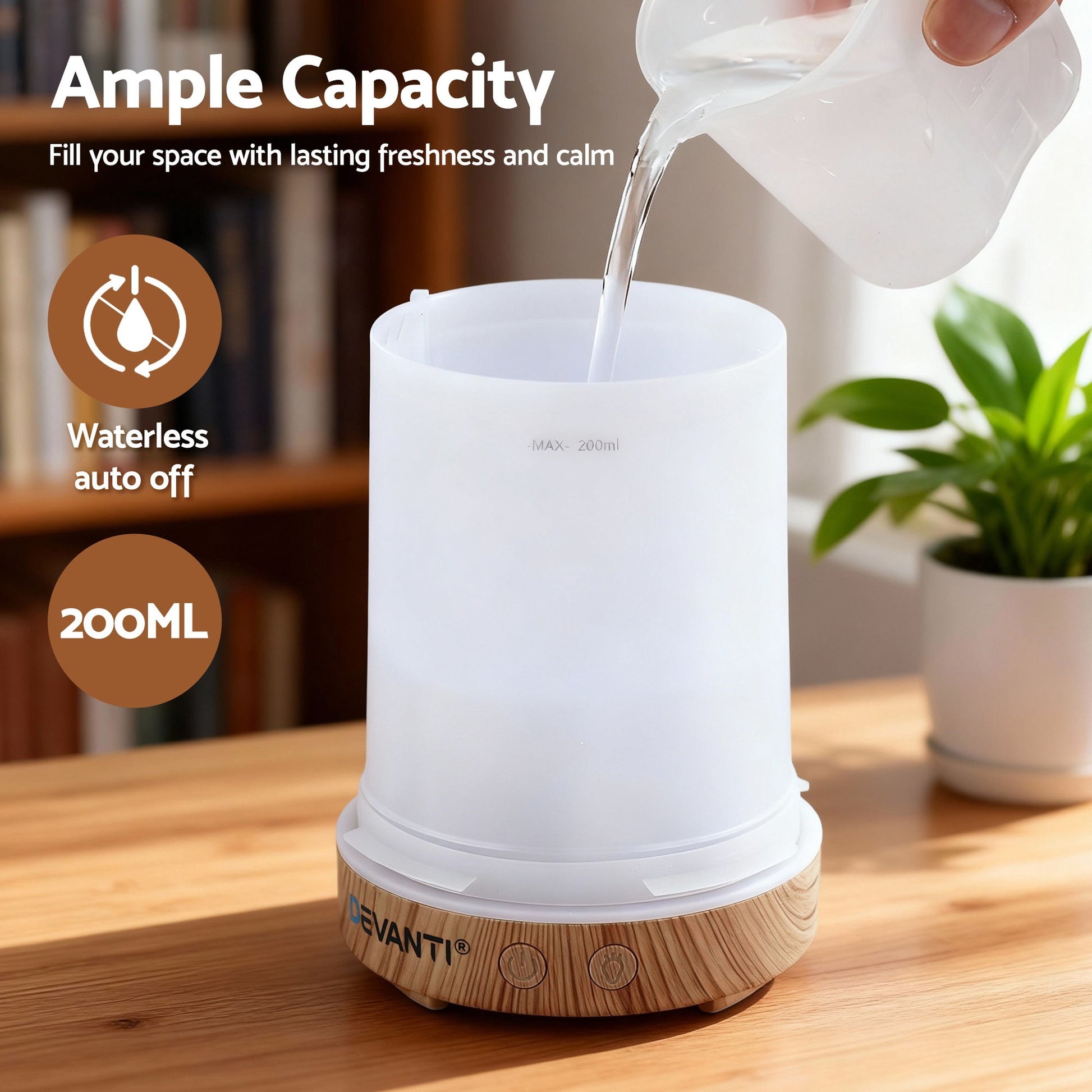 Devanti Ultrasonic Aroma Diffuser Aromatherapy 200ml LED Lights Iron Humidifier Forest-7