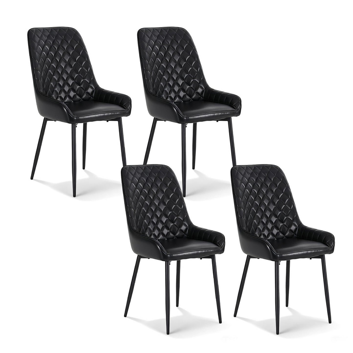 Artiss 4x Dining Chairs Retro PU Leather Kitchen Lounge Cafe Accent Chair Black-0