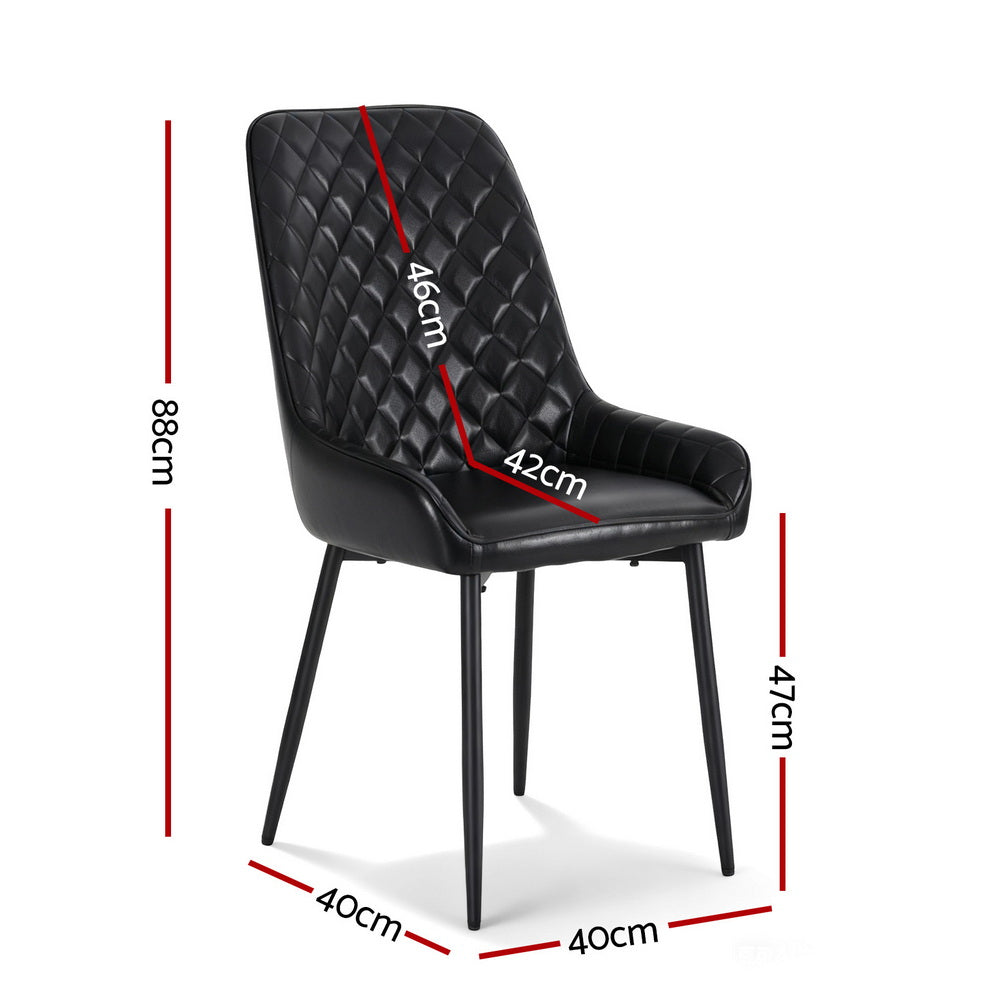 Artiss 4x Dining Chairs Retro PU Leather Kitchen Lounge Cafe Accent Chair Black-1