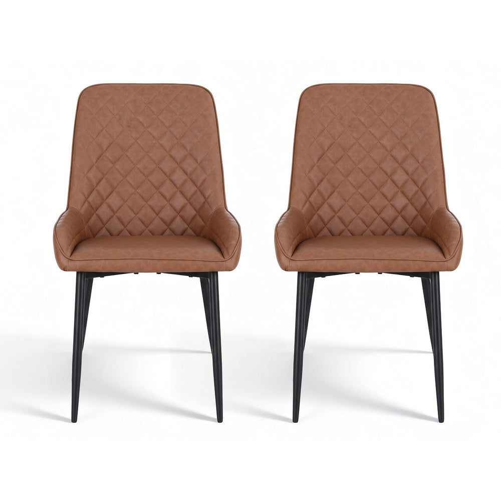 Artiss 2x Dining Chairs Retro PU Leather Kitchen Lounge Cafe Accent Chair Black