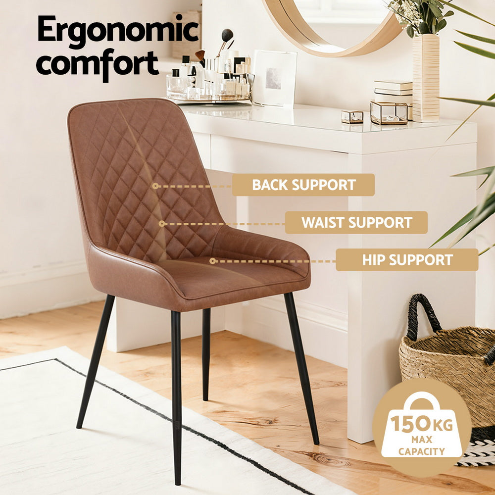 Artiss 2x Dining Chairs Retro PU Leather Kitchen Lounge Cafe Accent Chair Black main image 1
