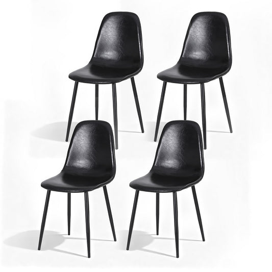 Artiss 4x Dining Chairs Retro PU Leather Kitchen Lounge Cafe Accent Chair Black-0