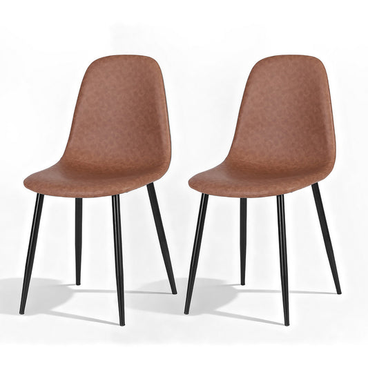 Artiss 2x Dining Chairs Retro PU Leather Kitchen Lounge Cafe Accent Chair Brown-0