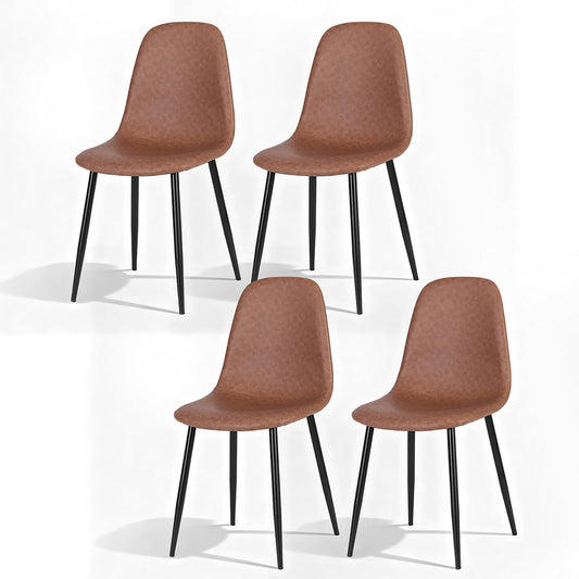 Artiss 4x Dining Chairs Retro PU Leather Kitchen Lounge Cafe Accent Chair Brown-0