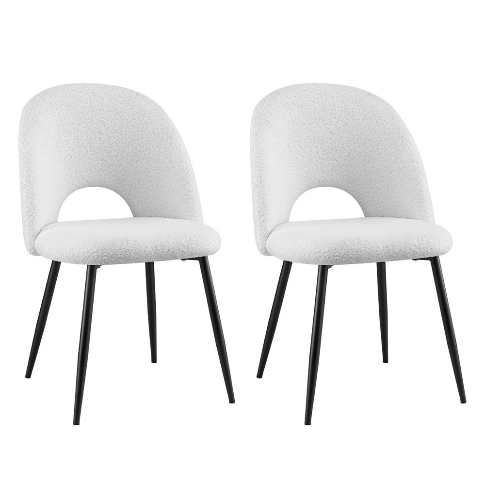 1 Set of 2 Artiss Dining Chair Boucle Sherpa-0