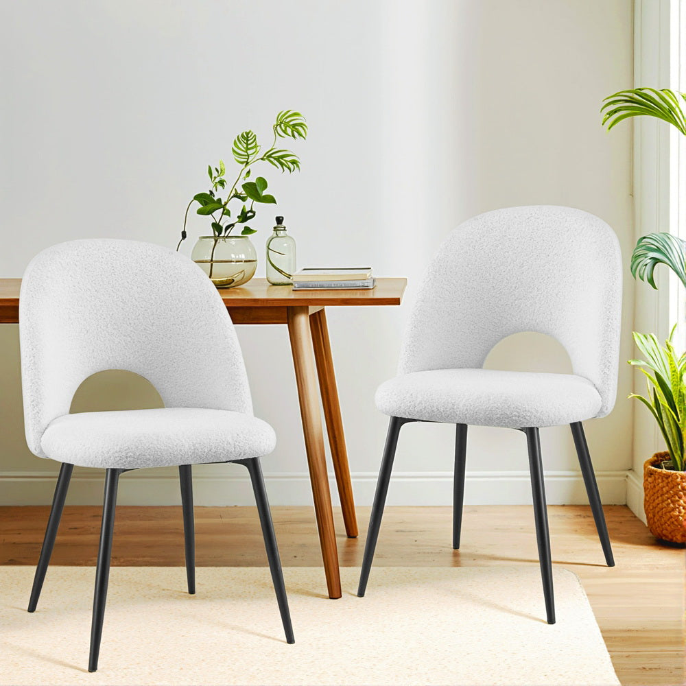 1 Set of 2 Artiss Dining Chair Boucle Sherpa-6