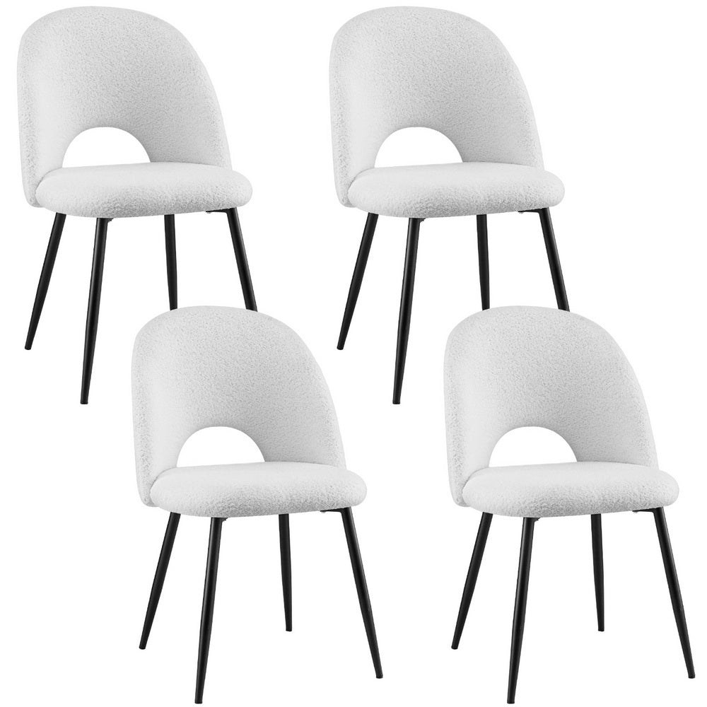 1 Set of 4 Artiss Dining Chair Boucle Sherpa-0