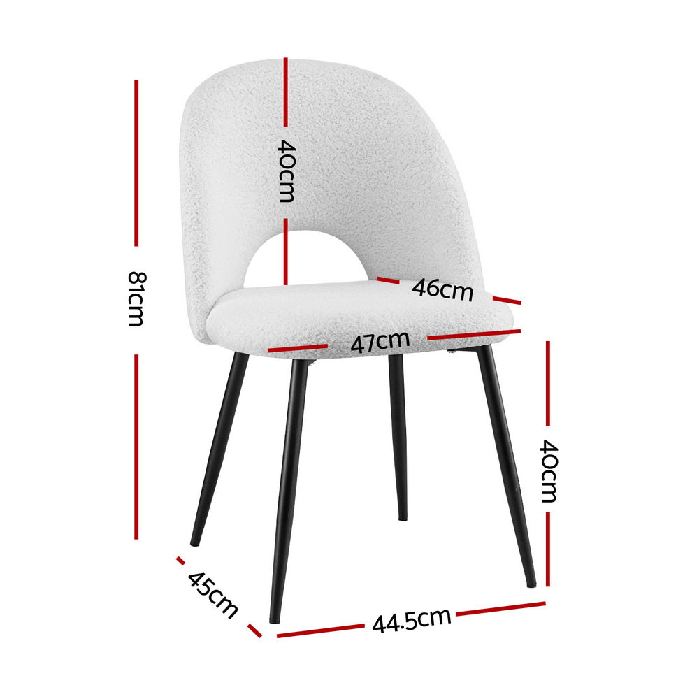 1 Set of 4 Artiss Dining Chair Boucle Sherpa-1