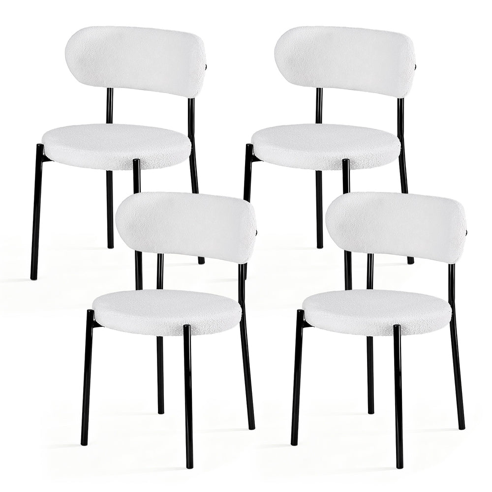 Artiss Dining Chairs Set of 4 Sherpa Boucle White-0
