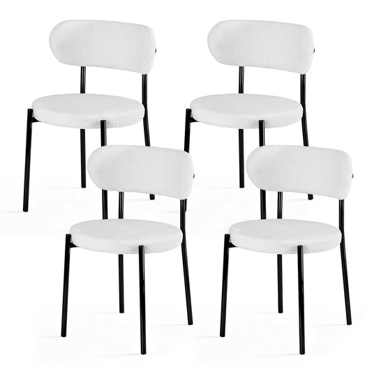 Artiss Dining Chairs Set of 4 Sherpa Boucle White-0