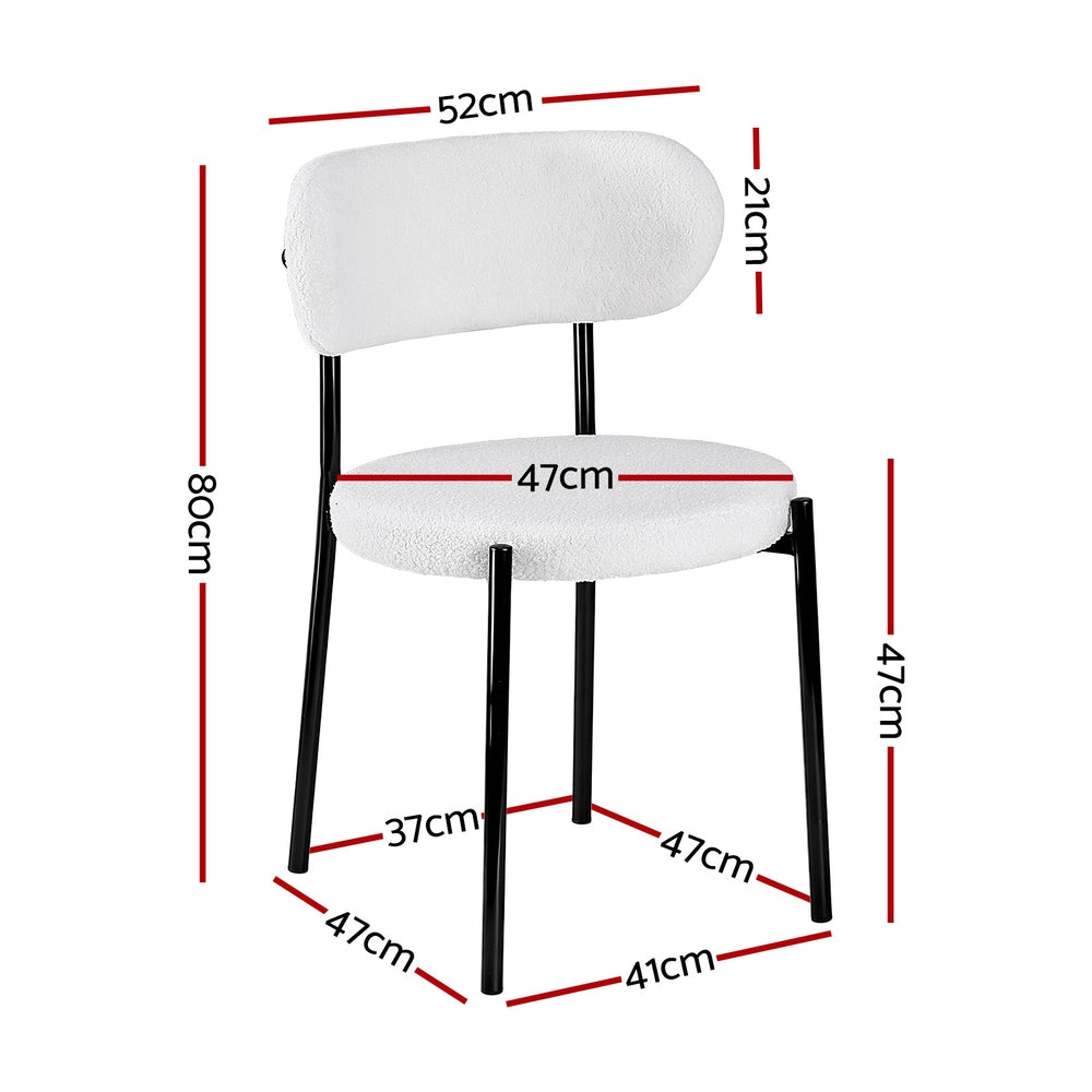 Artiss Dining Chairs Set of 4 Sherpa Boucle White-1