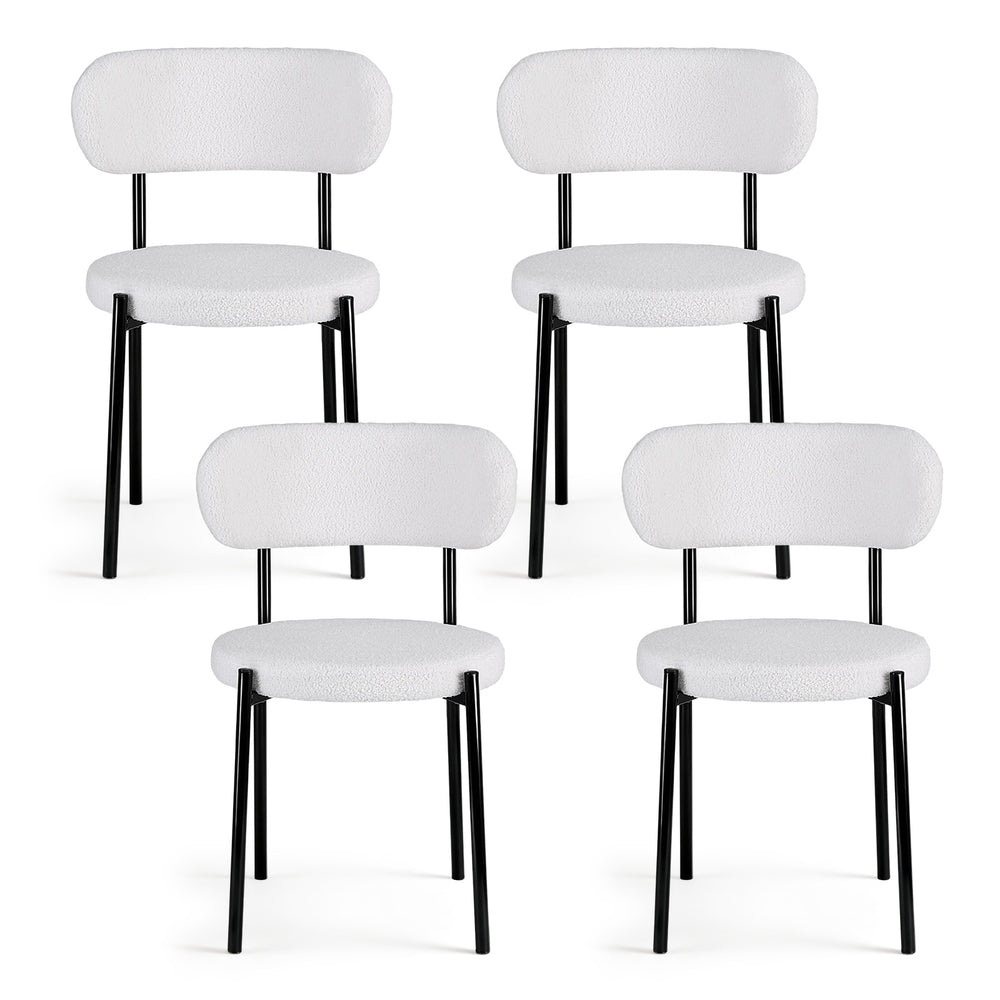 Artiss Dining Chairs Set of 4 Sherpa Boucle White-2