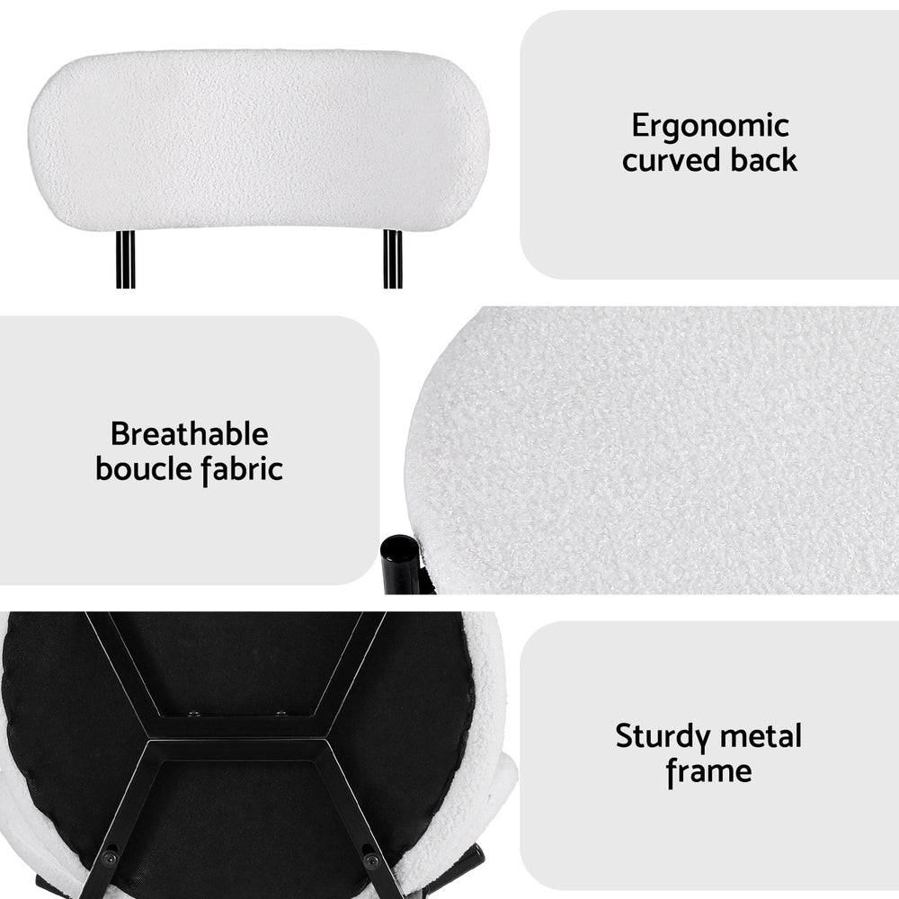 Artiss Dining Chairs Set of 4 Sherpa Boucle White-5