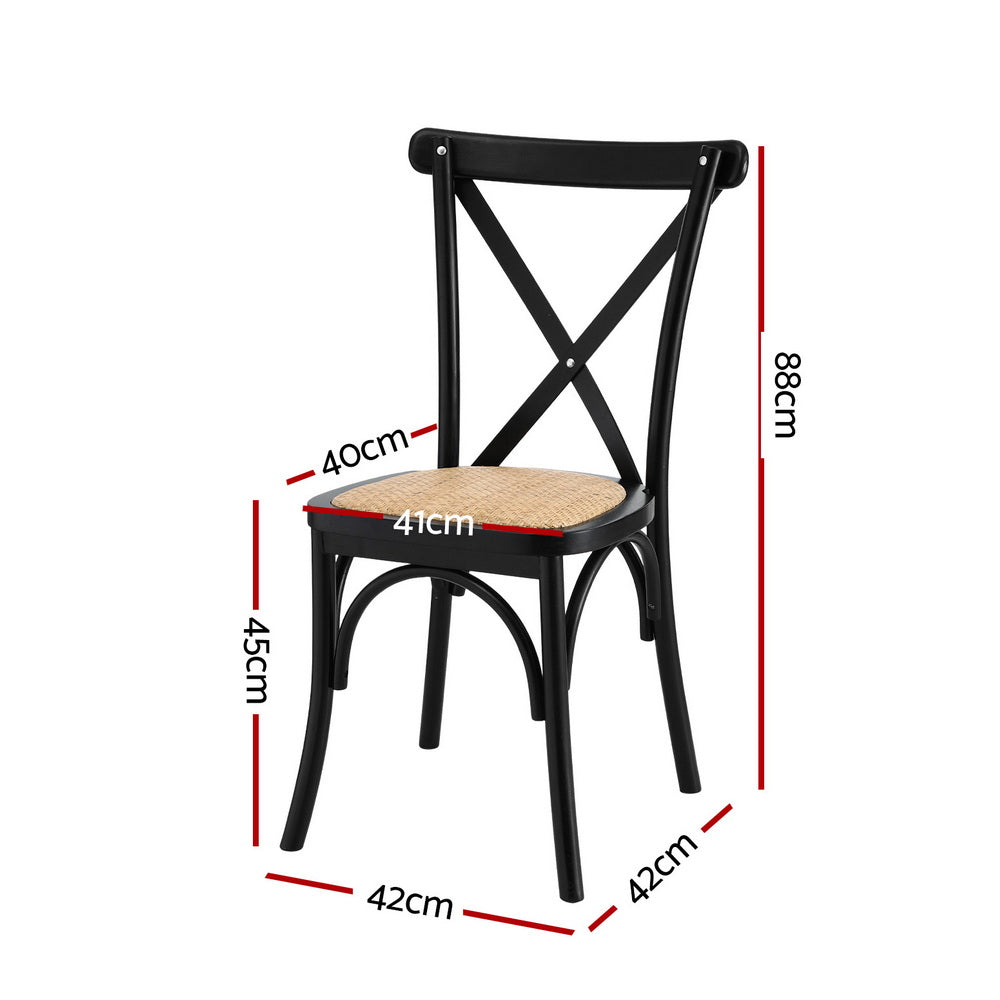 Artiss 4x Dining Chairs Rattan Wooden Kitchen Accent Chair Cafe Lounge Rubber Wood-1