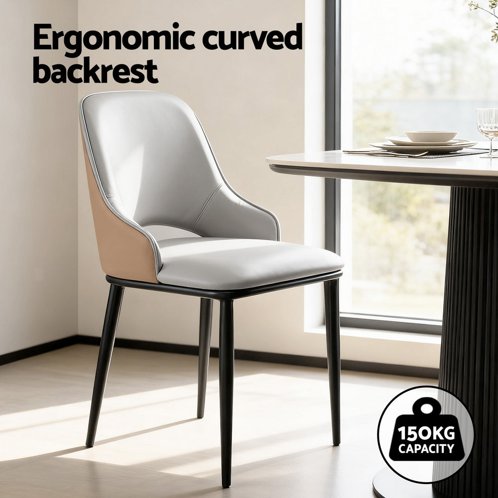 Artiss 1x Dining Chair Hollow PU Leather Kitchen Lounge Cafe Accent Chairs Grey-3