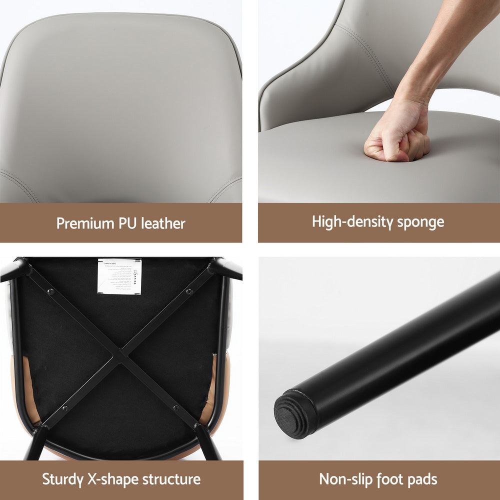 Artiss 4x Dining Chairs Hollow PU Leather Kitchen Lounge Cafe Accent Chair Grey-5