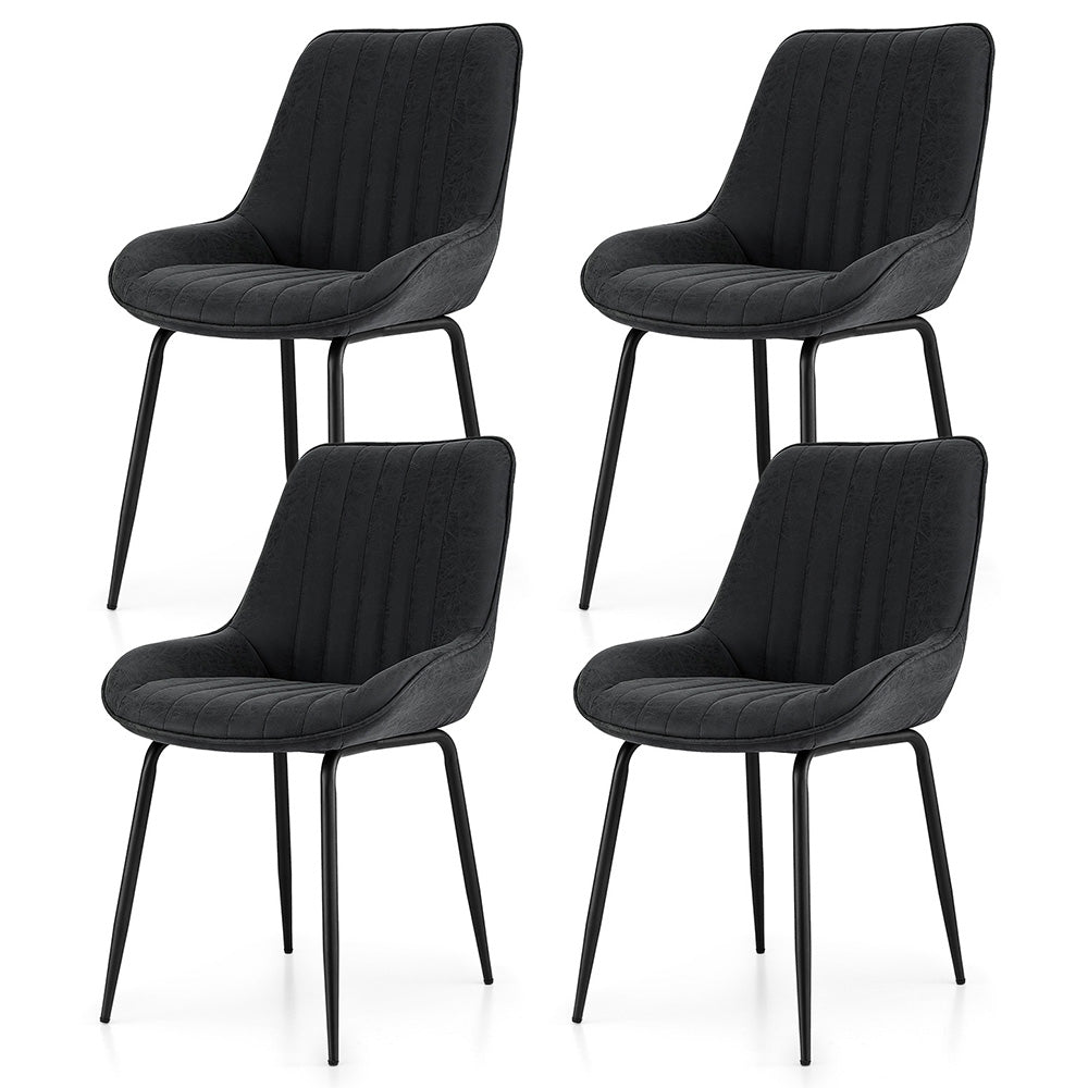Artiss 4x Dining Chairs Retro PU Leather Kitchen Lounge Cafe Accent Chair Black-2