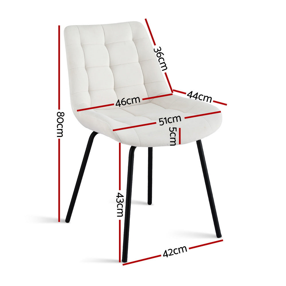 Artiss 2x Dining Chairs Velvet Tufted Kitchen Lounge Cafe Accent Chair Beige-1