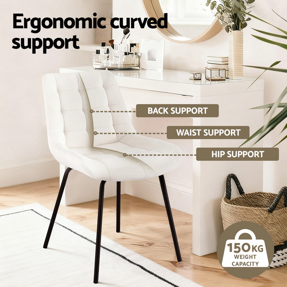 Artiss 4x Dining Chairs Velvet Tufted Kitchen Lounge Cafe Accent Chair Beige-3