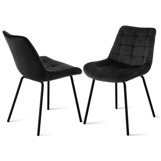 Artiss 2x Dining Chairs Velvet Tufted Kitchen Lounge Cafe Accent Chair Black-0