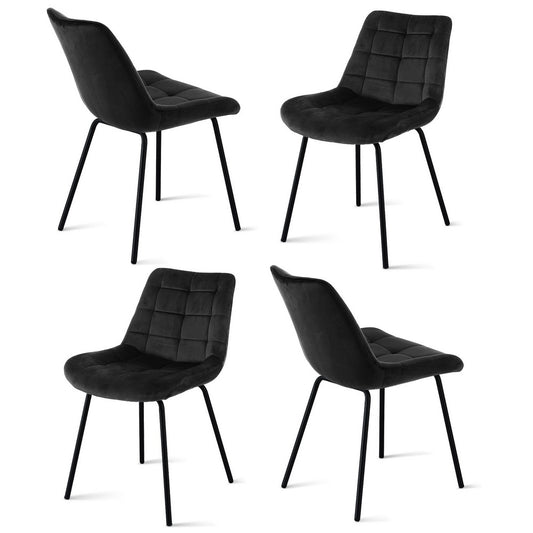Artiss 4x Dining Chairs Velvet Tufted Kitchen Lounge Cafe Accent Chair Black-0