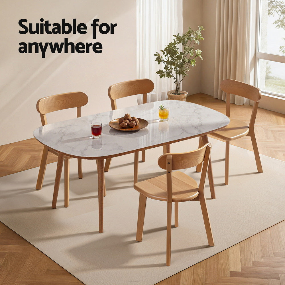 Artiss 2x Dining Chairs Wooden Kitchen Accent Chair Cafe Lounge Rubber Wood-4