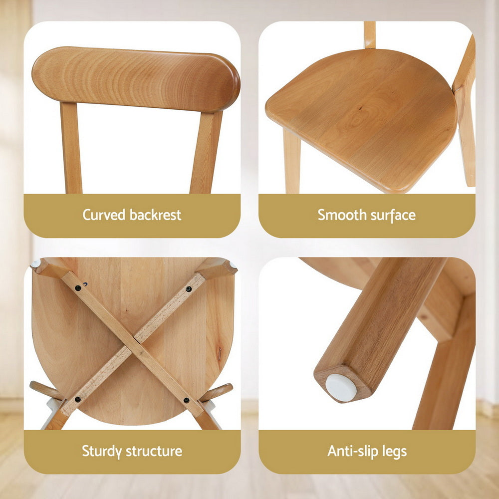 Artiss 2x Dining Chairs Wooden Kitchen Accent Chair Cafe Lounge Rubber Wood-5