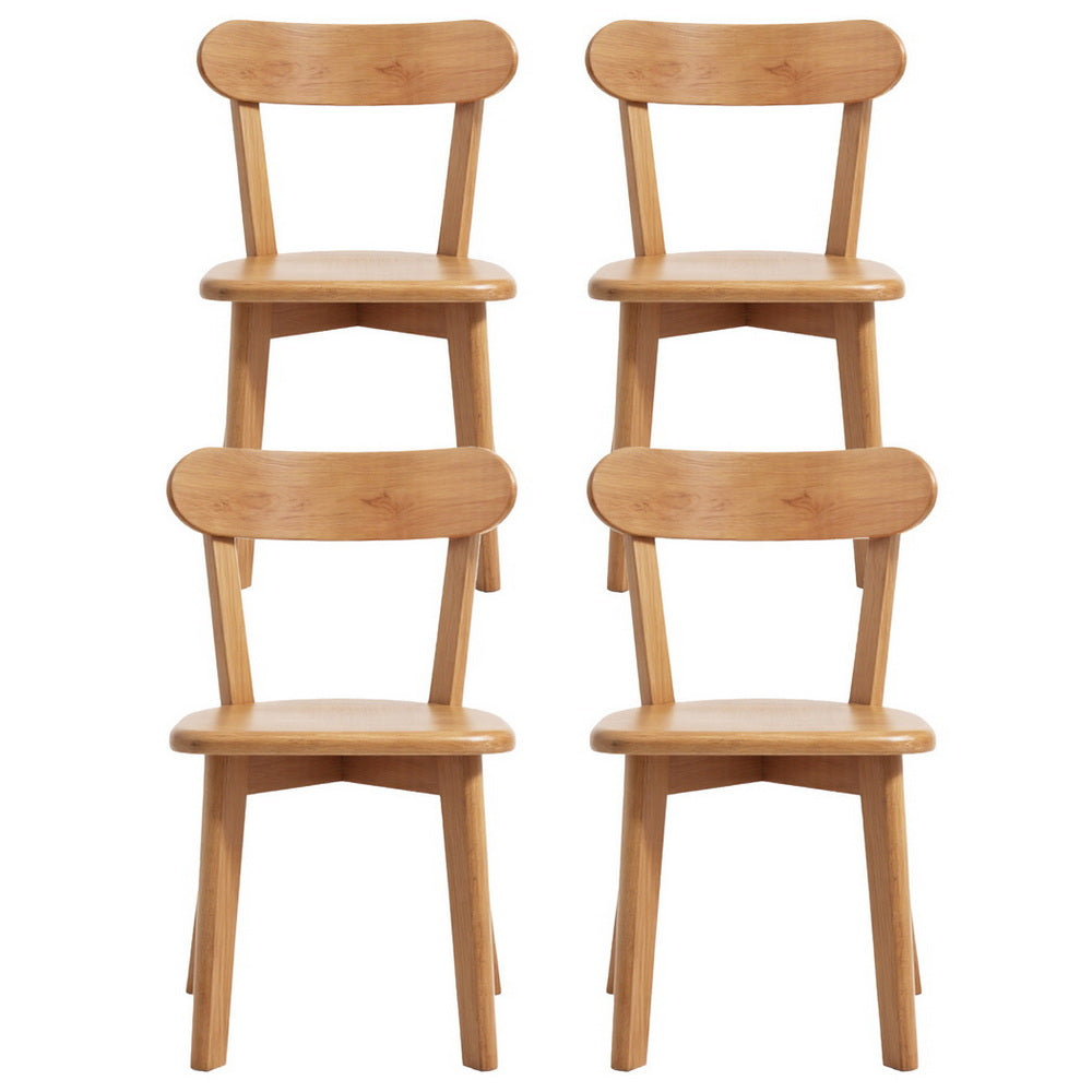 Artiss 4x Dining Chairs Wooden Kitchen Accent Chair Cafe Lounge Rubber Wood-0