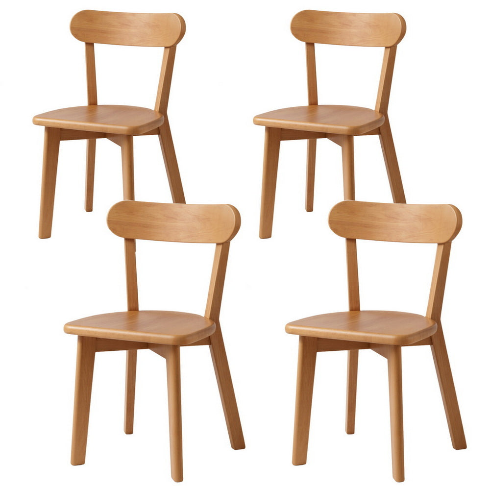 Artiss 4x Dining Chairs Wooden Kitchen Accent Chair Cafe Lounge Rubber Wood-2