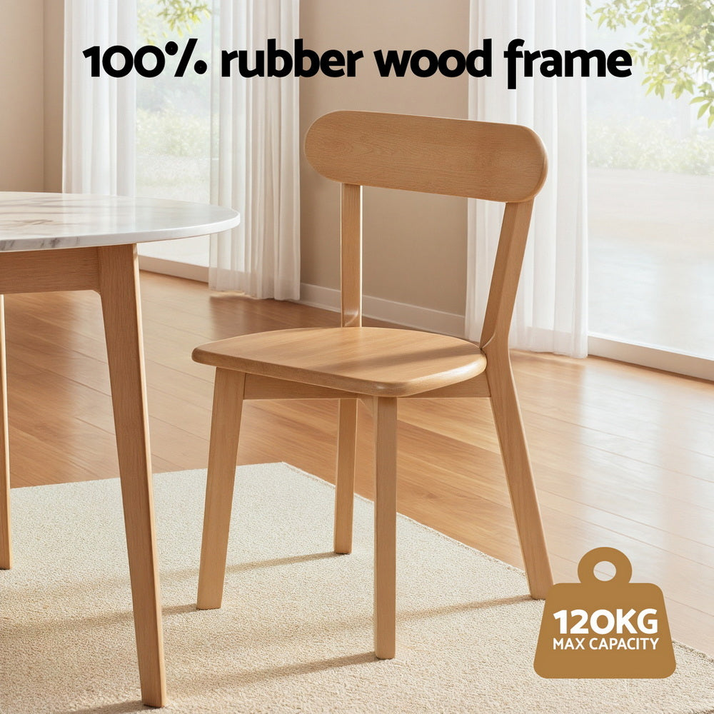 Artiss 4x Dining Chairs Wooden Kitchen Accent Chair Cafe Lounge Rubber Wood-3