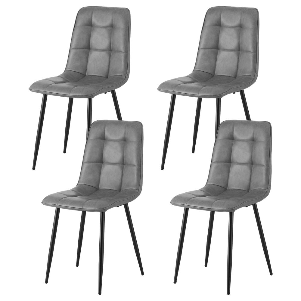 Artiss 4x Dining Chairs Retro PU Leather Kitchen Lounge Cafe Accent Chair Grey-0