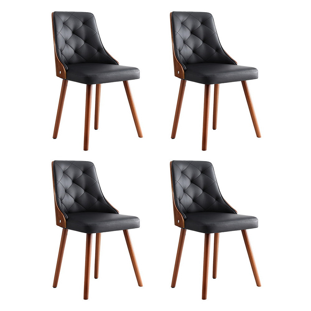 1 Set of 4 Artiss Dining Chairs Black PU-0