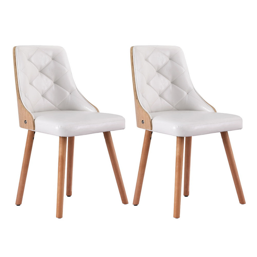 1 Set of 2 Artiss Dining Chairs White PU-0