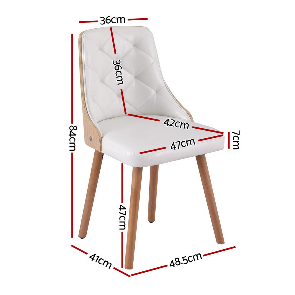 1 Set of 2 Artiss Dining Chairs White PU-1