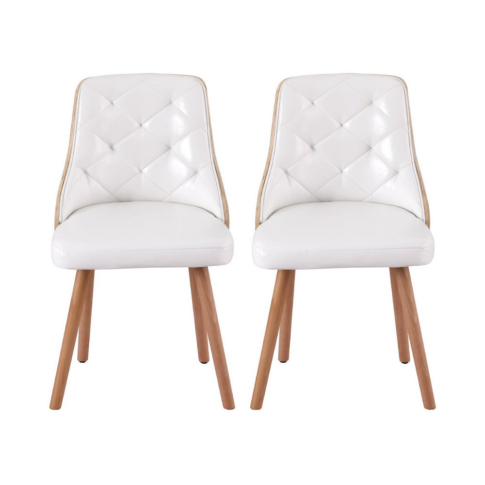 1 Set of 2 Artiss Dining Chairs White PU-2